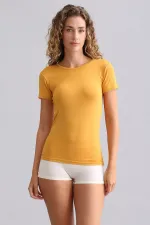 Mısırlı Modal By TENCEL VICTORIA Bisiklet Yaka Fanila / T-Shirt Hardal