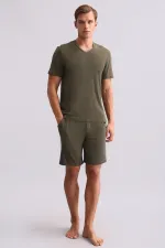 Mısırlı Erkek Modal V Yaka Tişört Haki