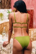Mısırlı Zincir Detaylı Soft Straplez Bikini Takım Çağla Yeşili