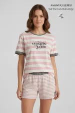 Egyptian Women's Cotton Ruffle Detail Shorts Set Salmon Egyptian Women's Cotton Ruffle Detail Shorts Set Salmon
