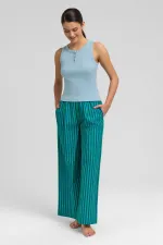 Mısırlı Kadın Pamuklu Kaşkorse Ön Patlı Atlet Açık Mavi