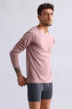 Mısırlı Modal By TENCEL HERCULES Slim Fit V Yaka Uzun Kollu Fanila / T-Shirt Lavender