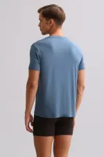 Mısırlı BAMBU ZEUS LUXURY Regular Fit V Yaka Fanila / T-Shirt Gece Mavisi