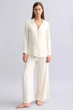Mısırlı Women's Bamboo Pajama Set, Off-White