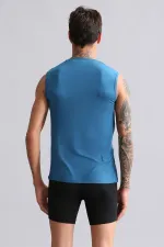 Mısırlı Modal By TENCEL HERCULES Slim Fit Bisiklet Yaka Sporcu Atlet / T-Shirt Petrol