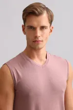 Mısırlı ORGANIC Pamuklu ZEUS LUXURY Regular Fit V Yaka Sporcu Atlet / T-Shirt Lavender