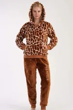 Mısırlı Kadın Welsoft Uzun Kollu Pijama Takımı Kahverengi