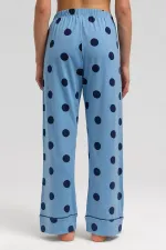 Mısırlı Kadın Modal Örme Puantiyeli Pijama Alt / Pantolon Bebe Mavisi