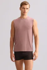 ZEUS LUXURY Regular Fit Crew Neck Athletic Tank Top/T-Shirt from Egypt, Lavender (Organic Cotton)