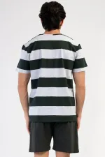 Mısırlı Erkek Pamuklu Kısa Kollu Şort Pijama Takımı Gri Melanj