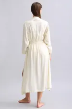 Mısırlı Kadın Bambu Sabahlık Ekru