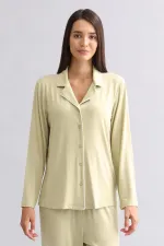 Chemise égyptienne à manches longues en modal, vert sauge