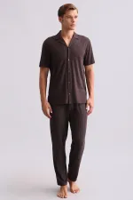 Chemise égyptienne à manches courtes en bambou, marron