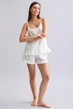 Débardeur blanc à fines bretelles en voile pour femme égyptienne