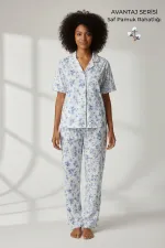 Pamuklu Kısa Kollu Tişört Pantolon Takım Beyaz