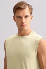 Mısırlı ORGANIC Cotton ZEUS LUXURY Regular Fit Crew Neck Athletic Tank Top/T-Shirt Khaki Island