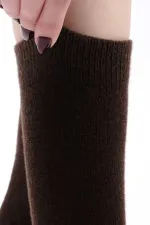 Mısırlı Kadın Koyun Yünü Tekli Soket Çorap Kahverengi