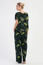 Mısırlı Kadın Viskon Desenli Pantolon Takımı Yeşil