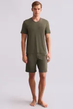 Mısırlı Erkek Modal V Yaka Tişört Haki