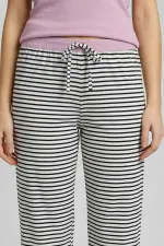 Ensemble pyjama rayé en coton pour femme, style égyptien, lilas/noir