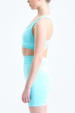 Mısırlı Women's Hip Shaping Bralette-Shorts Leggings Set, Aqua Green