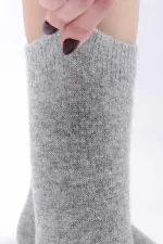 Chaussettes égyptiennes en laine de mouton, maille simple, gris clair
