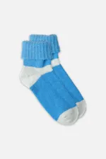 Mısırlı Kadın Alpaka Yünü Kışlık Kıvrık Tekli Soket Çorap Turkuaz