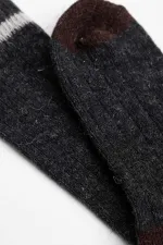 Mısırlı Unisex Alpaka Yünü Kışlık Çemberli Tekli Soket Çorap Antrasit