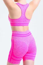 Mısırlı Kadın Kalça Toparlayıcı Çemberli Bralet-Şort Tayt Takımı Fuşya