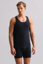 Mısırlı BAMBOO ZEUS LUXURY Regular Fit Basic Tank Top Navy Blue