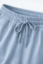 Mısırlı Kadın Modal Önü Dikişli Düz Paça Pantolon Mavi