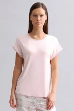 Mısırlı Kadın Örme Kısa Kol T-Shirt Açık Pembe