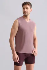 Mısırlı BAMBU ZEUS Regular Fit V Yaka Sporcu Atlet / T-Shirt Lavender
