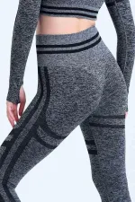 Mısırlı Women's Hip Shaping Circle Crop Leggings Set Grey
