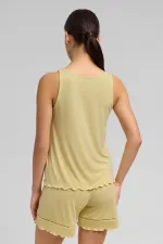 Mısırlı Kadın Örme Askılı Short Takım Açık Sarı