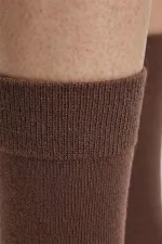 Egyptian Men's Mercerized Single Summer Ankle Socks Light Brown