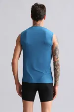 Mısırlı ORGANIC Pamuklu HERCULES Slim Fit Bisiklet Yaka Sporcu Atlet / T-Shirt Petrol