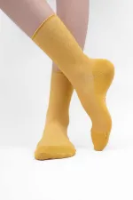 Mısırlı Kadın Bambu Tekli Diabetiker Lastiksiz Soket Çorap Sarı