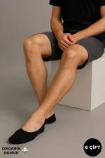 Mısırlı Erkek Organik Pamuklu 6 Çift Babet Çorap Siyah