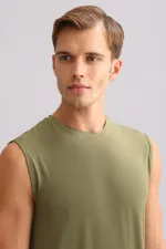Mısırlı ORGANIC Cotton ZEUS LUXURY Regular Fit Crew Neck Athletic Tank Top/T-Shirt Khaki Olive
