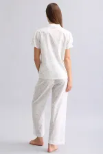 Mısırlı Kadın Vual Alt Pijama Beyaz