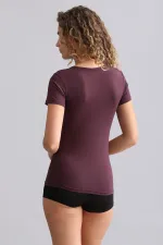 Mısırlı Modal By TENCEL VICTORIA Bisiklet Yaka Fanila / T-Shirt Mor