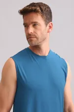 Mısırlı BAMBU ZEUS Regular Fit Bisiklet Yaka Sporcu Atlet / T-Shirt Petrol Mavisi