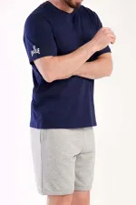 Mısırlı Erkek Pamuklu Kısa Kol Şort Pijama Takımı Lacivert