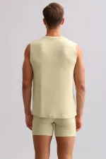 Mısırlı BAMBOO ZEUS LUXURY Regular Fit V-Neck Athletic Tank Top/T-Shirt Khaki Island