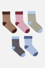 Mısırlı Unisex Pamuklu 5 Çift Bebek Ve Çocuk Çorap Çok Renkli