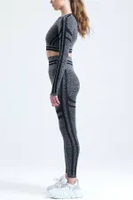 Mısırlı Women's Hip Shaping Circle Crop Leggings Set Grey