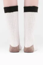 Mısırlı Kadın Kuzu Yünü Tekli Soket Çorap Ekru