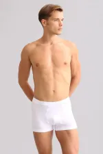 Mısırlı BAMBOO ZEUS LUXURY Regular Fit Boxer Shorts with Metal Emblem, White