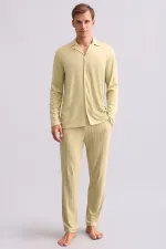 Chemise égyptienne à manches longues en bambou, vert sauge